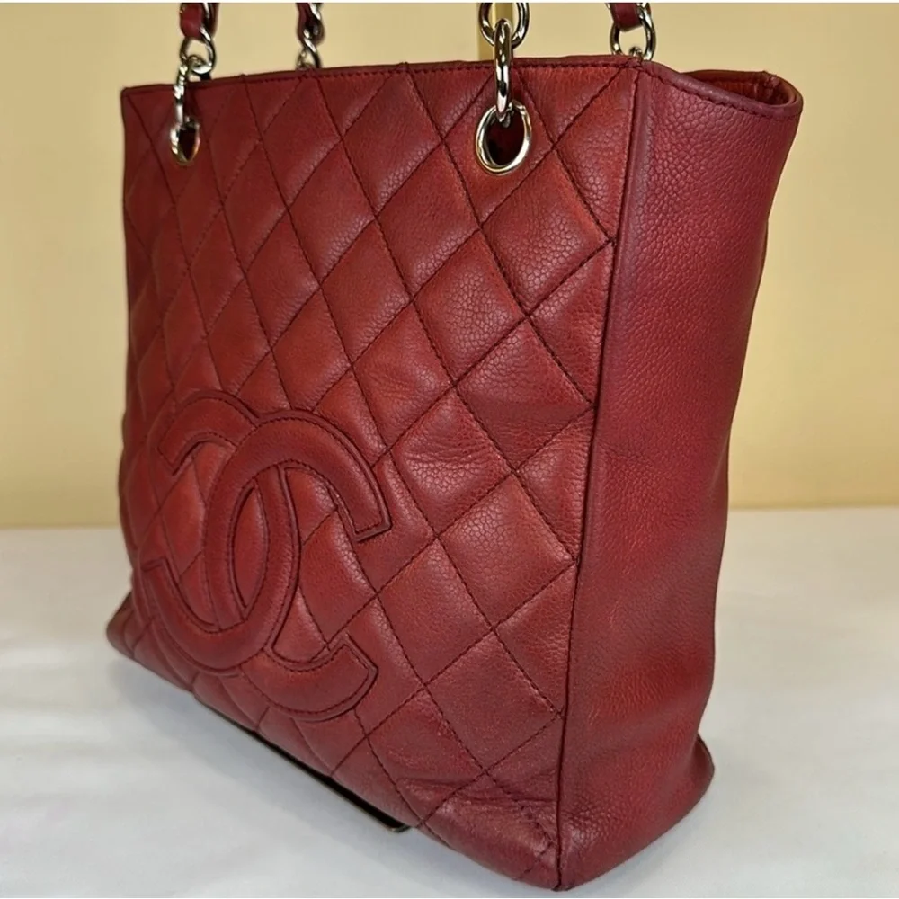 CHANEL CC Caviar Petite Shopping Tote‎ PST Silver Hardware